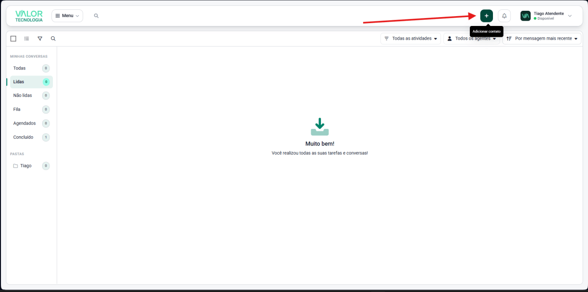 adicionar novo contato Valor Tecnologia